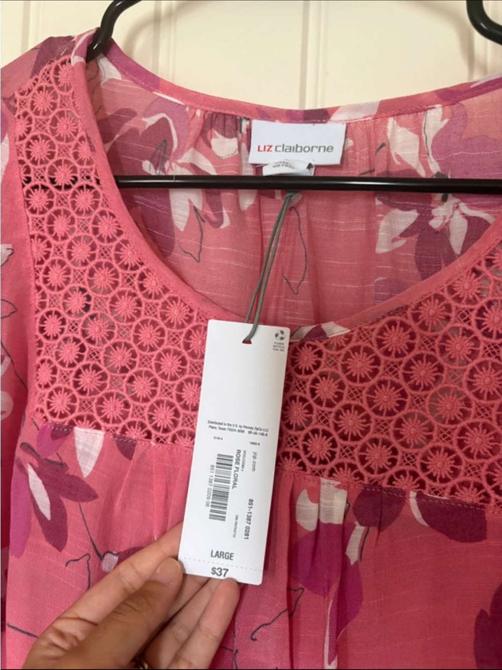 Liz Claiborne Coral Pink Floral Blouse